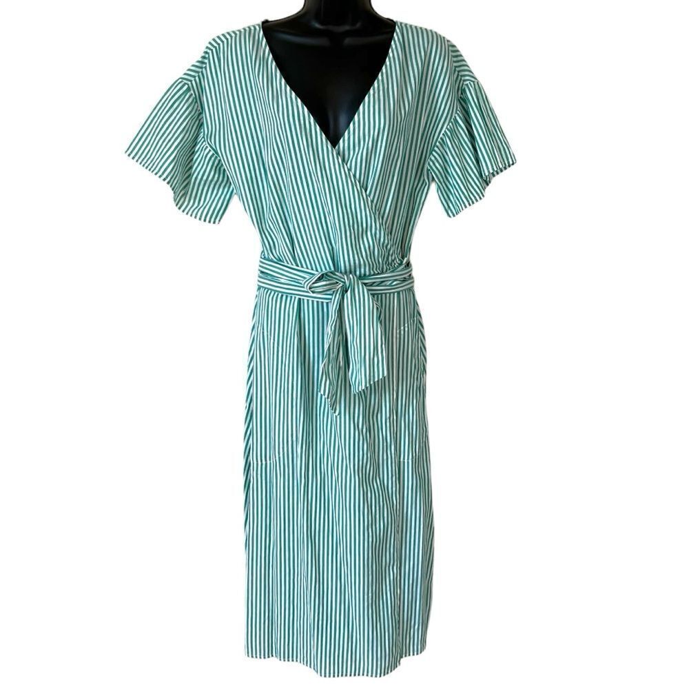 VELVET BY GRAHAM & SPENCER JAYEL COTTON STRIPE WRAP DRESS